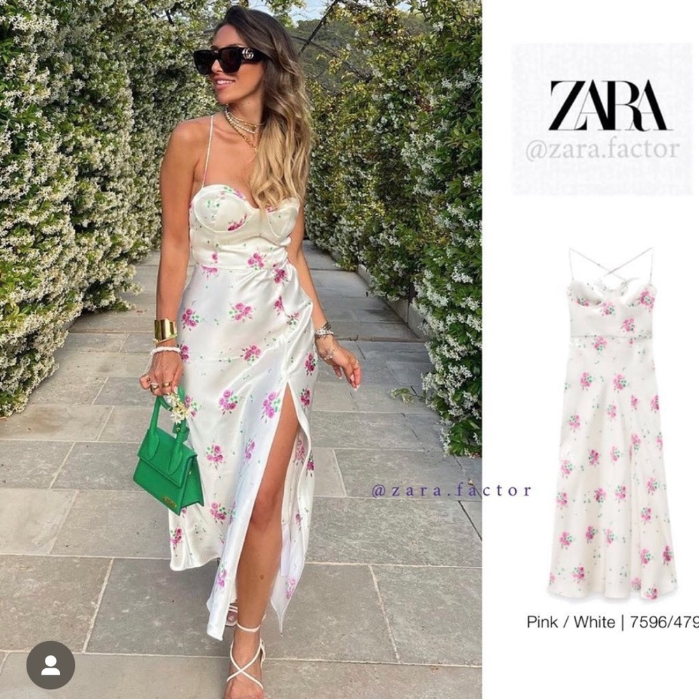 Satin Like Wedding Floral Boho Midi Dress